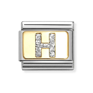 Classic Gold Glitter Letter H Charm