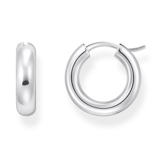 Silver Small Chunky Creole Hoop Earrings