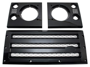 LRC6030 - Defender XS Front Grille and Headlamp Surrounds in Black Gloss Standard Grille - Fits All Defenders from 1983-2016
