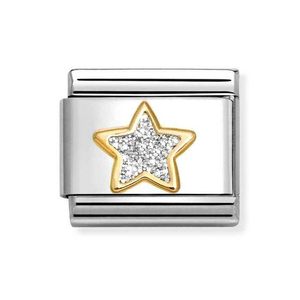 Classic Gold Glitter Silver Star Charm