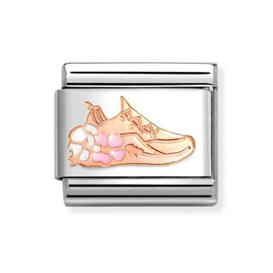 Classic Rose Gold Trainer with Flowers Charm