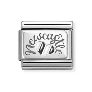 Classic Silver Newcastle Striped Heart Charm