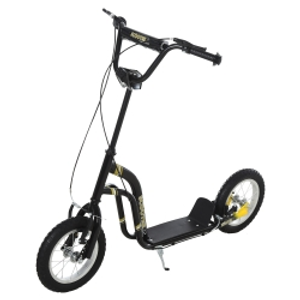 HOMCOM Youth Scooter Front and Rear Caliper Dual Brakes 12-Inch Inflatable Front Wheel Ride On Toy For Age 5+