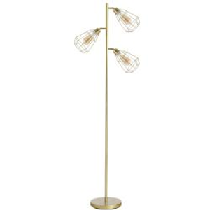 HOMCOM Retro Practical Tree Floor Lamp 3 Angle Adjustable Lampshade Steel Base, 165cm, for Living Room Bedroom Office, Gold