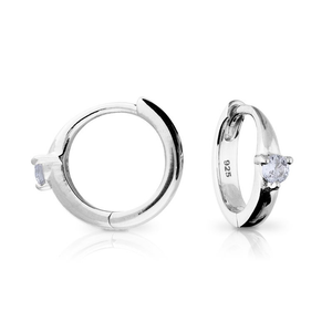 Signature Silver March Birthstone Huggie Hoop Earrings