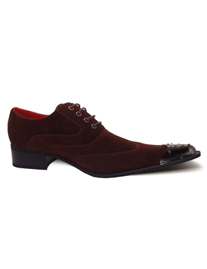 BROWN SUEDE LACE UP METAL TOE CAP