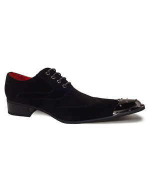 BLACK SUEDE LACE UP METAL TOE CAP