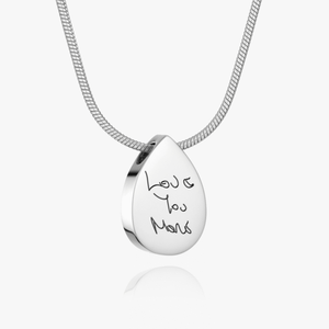 Silver Teardrop UrnHandwriting Necklace