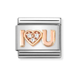 Classic Rose Gold CZ I Love You Charm