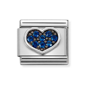 Classic Silver Heart Blue CZ Charm
