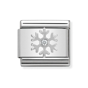 Classic Silver CZ Snowflake Charm
