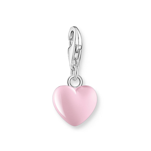 Classic Silver Pink Enamel Heart Charm