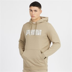 Puma Mens Text Logo Hoodie Oak Branch