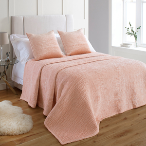 Paoletti Brooklands Luxury Velvet 265cm x 265cm Bedspread Blush