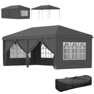 Outsunny 3 x 6m Pop-Up Gazebo, with Curtain Walls and Windows - Grey