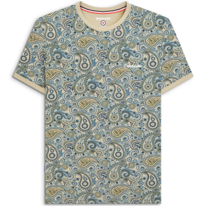 Lambretta Mens Paisley Crew Neck Cotton T-Shirt - XL / Wood Ash