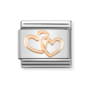 Classic Rose Gold Hearts Intertwined Charm