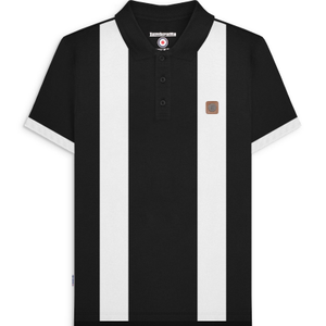 Lambretta Mens Vintage Panel Polo Shirt - XL / Black/White