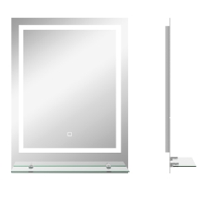 kleankin LED Bathroom Mirror with Lights and Shelf, Illuminated Makeup Mirror, Vanity Mirror with 3 Colour, Smart Touch, Anti-Fog