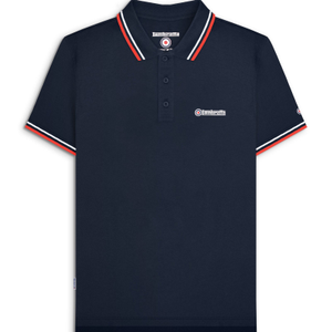 Lambretta Mens Twin Tipped Retro Polo Shirt - L / Dark Navy (White/Red)