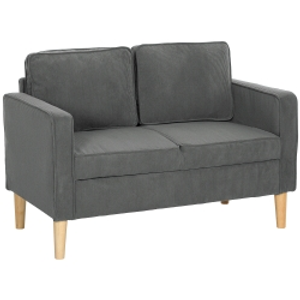 HOMCOM Small Two-Seater Corduroy Sofa - Grey