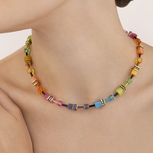 Iconic GEOCUBE Necklace Gold Plated Rainbow
