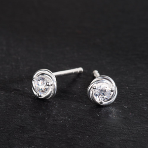 CANDY Spun Silver Twist CZ Stud Earrings