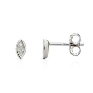 Signature Silver CZ Marquise Stud Earrings