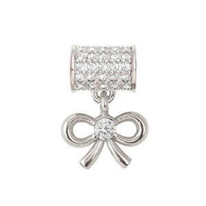 SeiMia Silver Pave CZ Bow Pendant Charm