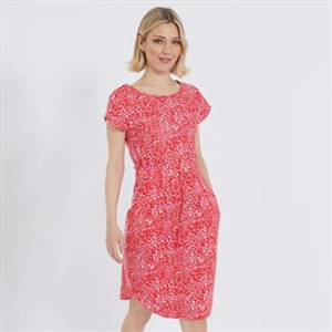 Board Angels Womens Tie Waist Dress Ditsy Red