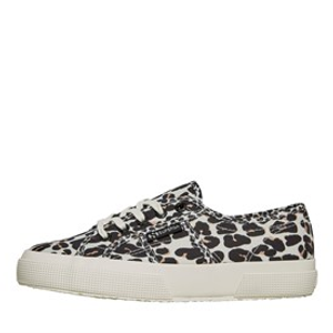 Superga Womens 2750 Print Canvas Trainers Light Beige Leopard/Avorio