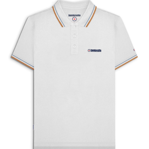 Lambretta Mens Twin Tipped Cotton Polo Shirt - L / White (Sky/Tobacco)