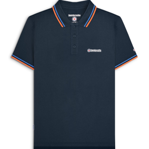 Lambretta Mens Twin Tipped Cotton Polo Shirt - XL / Navy (Blue/Pumpkin)