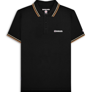 Lambretta Mens Twin Tipped Cotton Polo Shirt - 3XL / Black (Wood Ash/Tobacco)