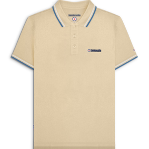 Lambretta Mens Twin Tipped Cotton Polo Shirt - 4XL / Wood Ash (White/Dark Blue)