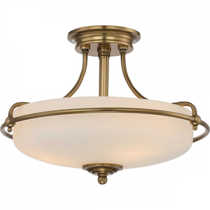 QZ-GRIFFIN-SFS-WS Griffin 3 Light Ceiling Semi-Flush Weathered Brass