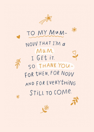 Now That I'm A Mum I Get It Typographic Mother's Day Card