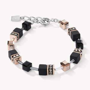 Precious GEOCUBE Bracelet Onyx & Rose
