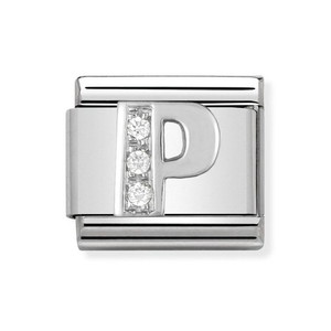 Classic Silver & CZ Letter P Charm