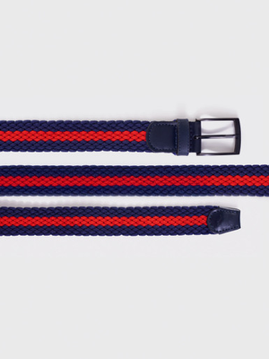 Blue and Red Stripe Woven Elastic Belt