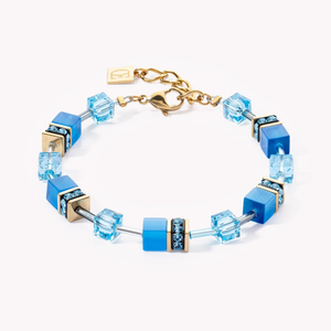 Iconic GEOCUBE Bracelet Gold Plated Blue