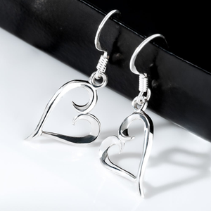 Signature Silver Open Heart Drop Earrings