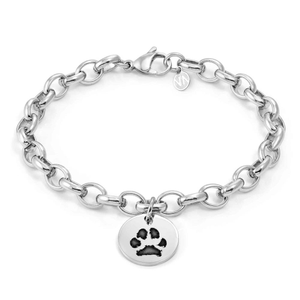 Stainless Steel Round Paw Print Engraving Bracelet