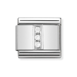 Classic Silver & CZ Letter I Charm