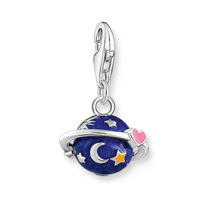 Classic Silver Blue Saturn Charm