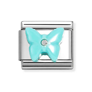 Classic Silver Turquoise Resin Butterfly Charm