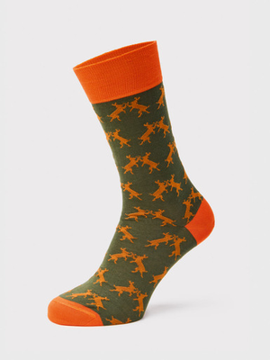 Green Mercerised Cotton Boxing Hares Socks