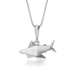Silver Origami Shark Necklace