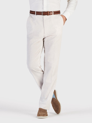 Natural Striped Seersucker Suit Trousers