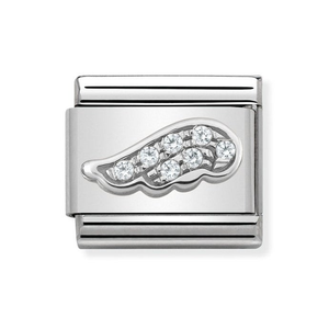 Classic Silver Sparkling Angel Wing Charm